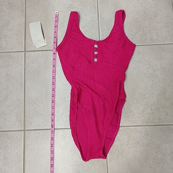 Vintage 80s NWT Hot Pink One Piece Swimsuit - Picture 6 of 8